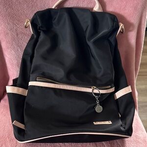 Stylish Black Backpack with Pink Accents